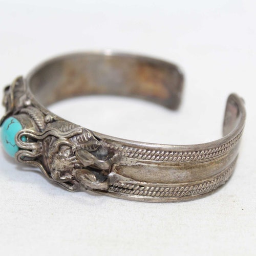 Rajasthan Gems Women's Bangle kada 925 Sterling Silver blue turquoise stones shops P 671