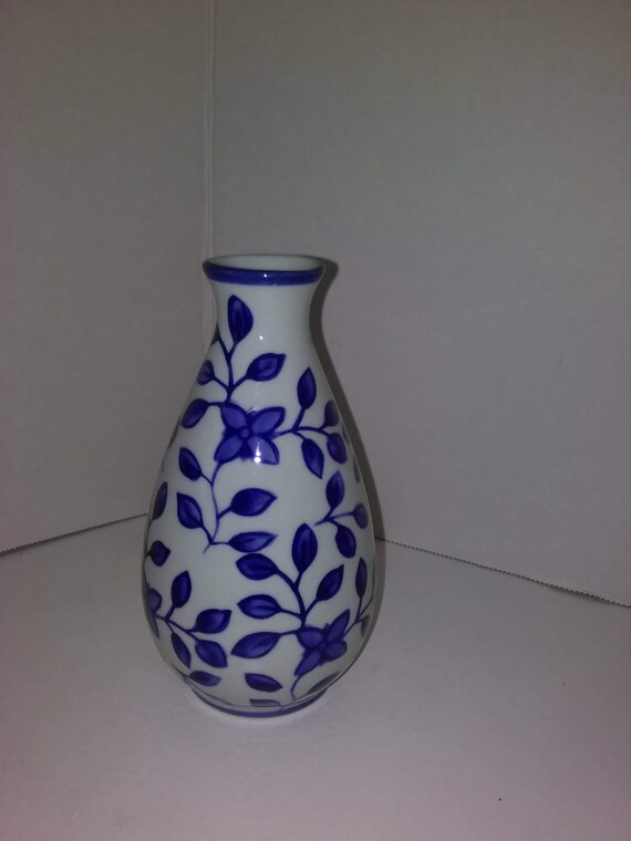 The Bombay Company Blue and White Decorative Vase Home Etsy