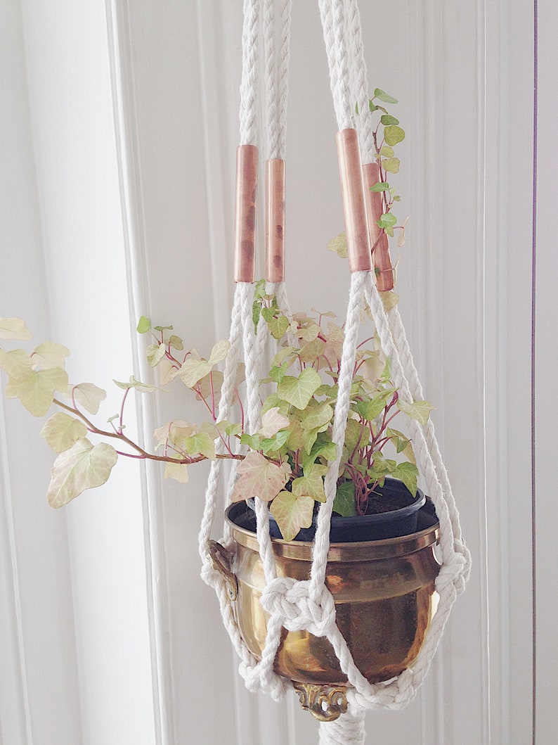 Extra Large Macrame Plant Hanger With Crown Knot and Copper Etsy
