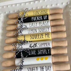 Lemon Tiered Tray Decor | Summer Tier Tray Decor | Lemon Tier Tray Decor | Mini Rolling Pins Tier Tray | Lemon decor