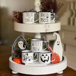 Mini Coffee Mugs - Halloween Tiered Tray Decor | Coffee Bar Tier Tray Decor | Fall Tiered Tray Decor | Halloween Tier Tray Decor