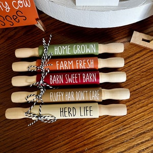 Highland Cow Tiered Tray | Farmhouse Tiered Tray Sign | Hairy Cow Tiered Tray decor | Tiered Tray Decor | Farm Tiered Tray Rolling Pin