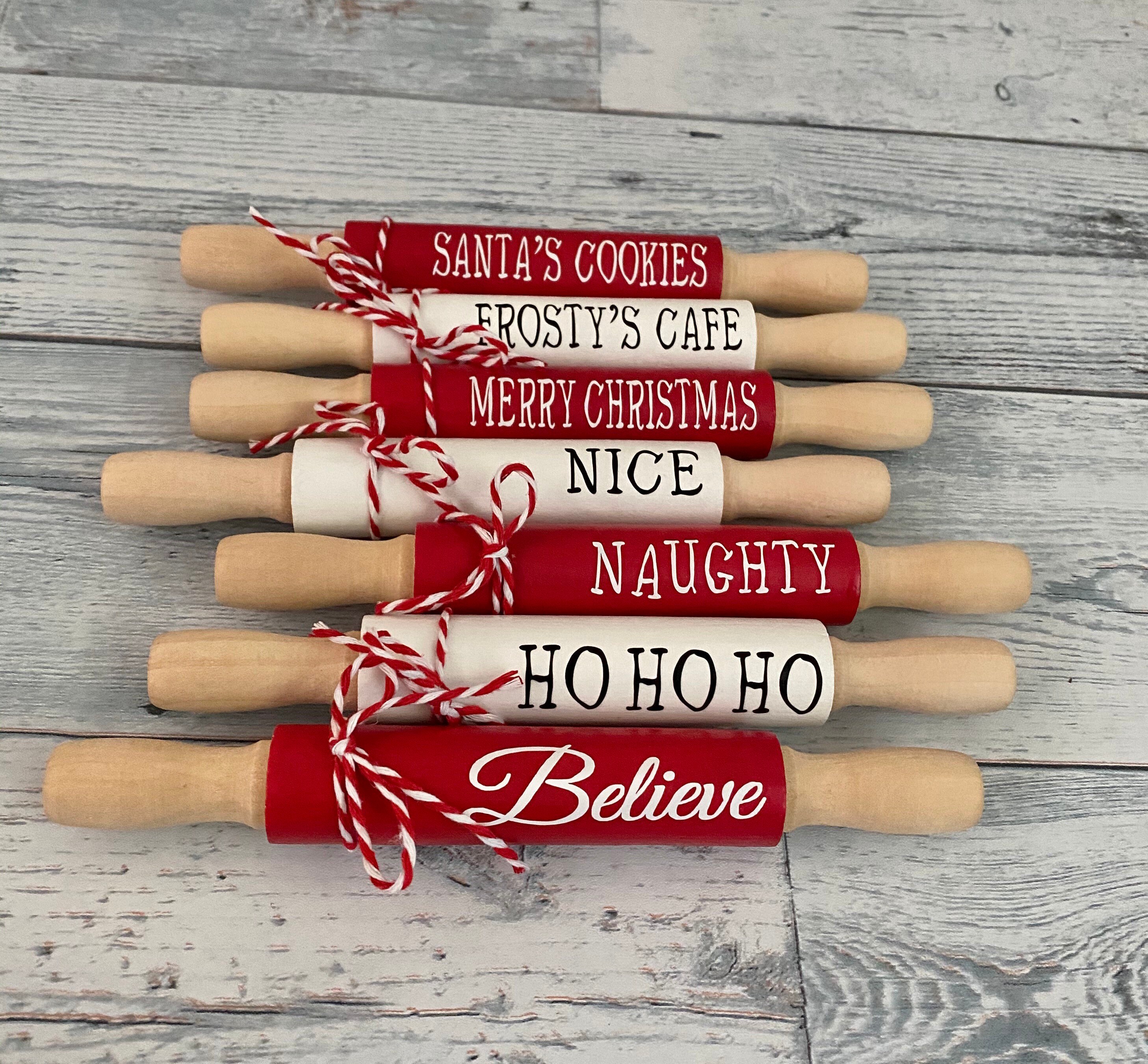 Mini Christmas Rolling pins Christmas Tier Tray Decor Etsy