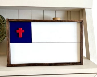 Christian Wood Flag | wooden wall art | cross flag | Jesus flag | home decor