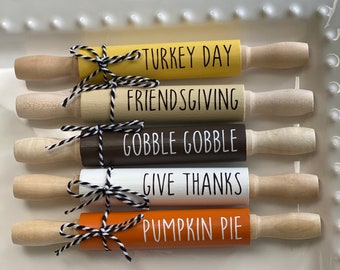 Fall Thanksgiving Tiered Tray Decor | Mini Rolling Pins | Fall Tier Tray Decor | Fall Tiered Tray Decor | Pumpkin tiered tray