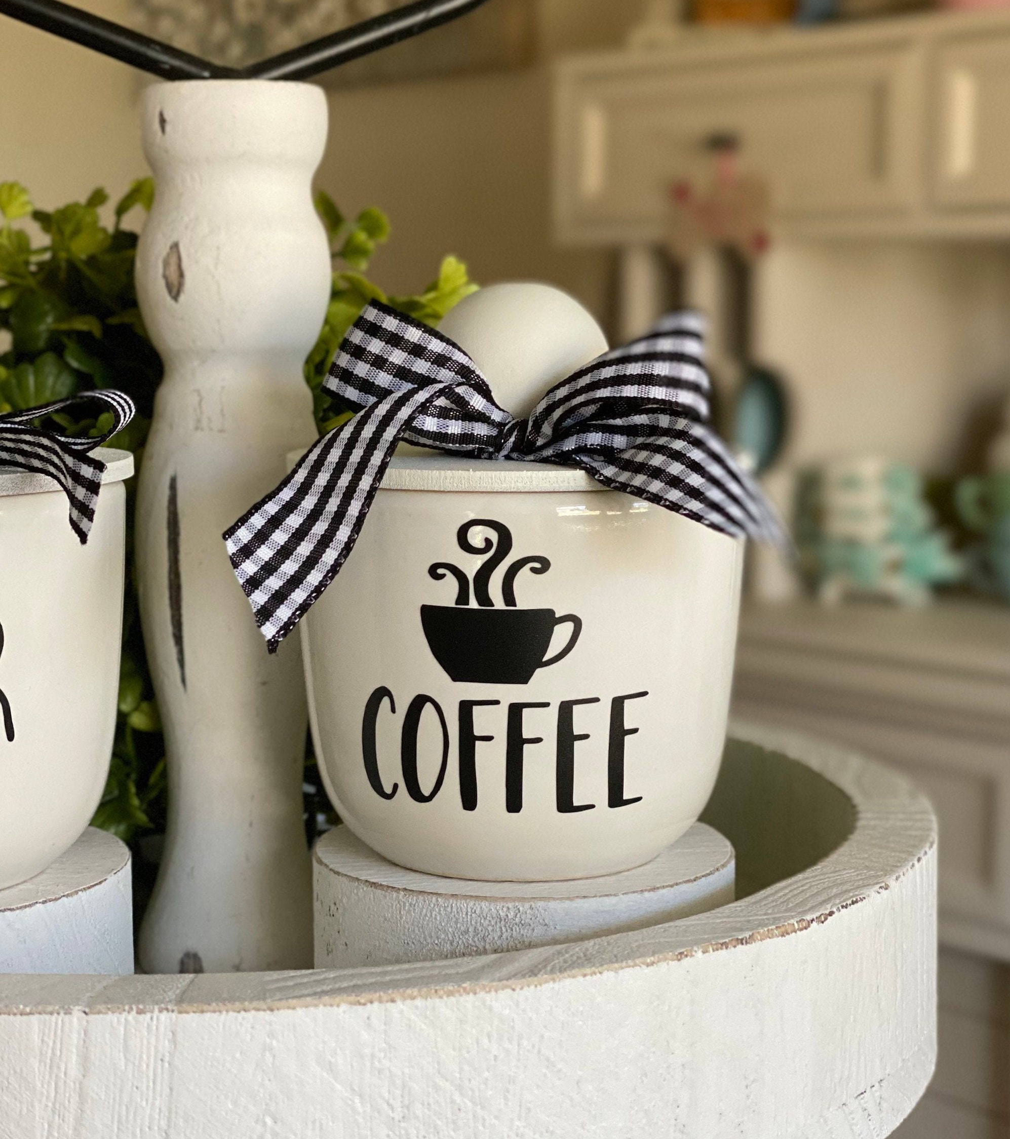 Mini Coffee Canister - Coffee Tiered Tray Decor | Coffee Bar Tray Dec…