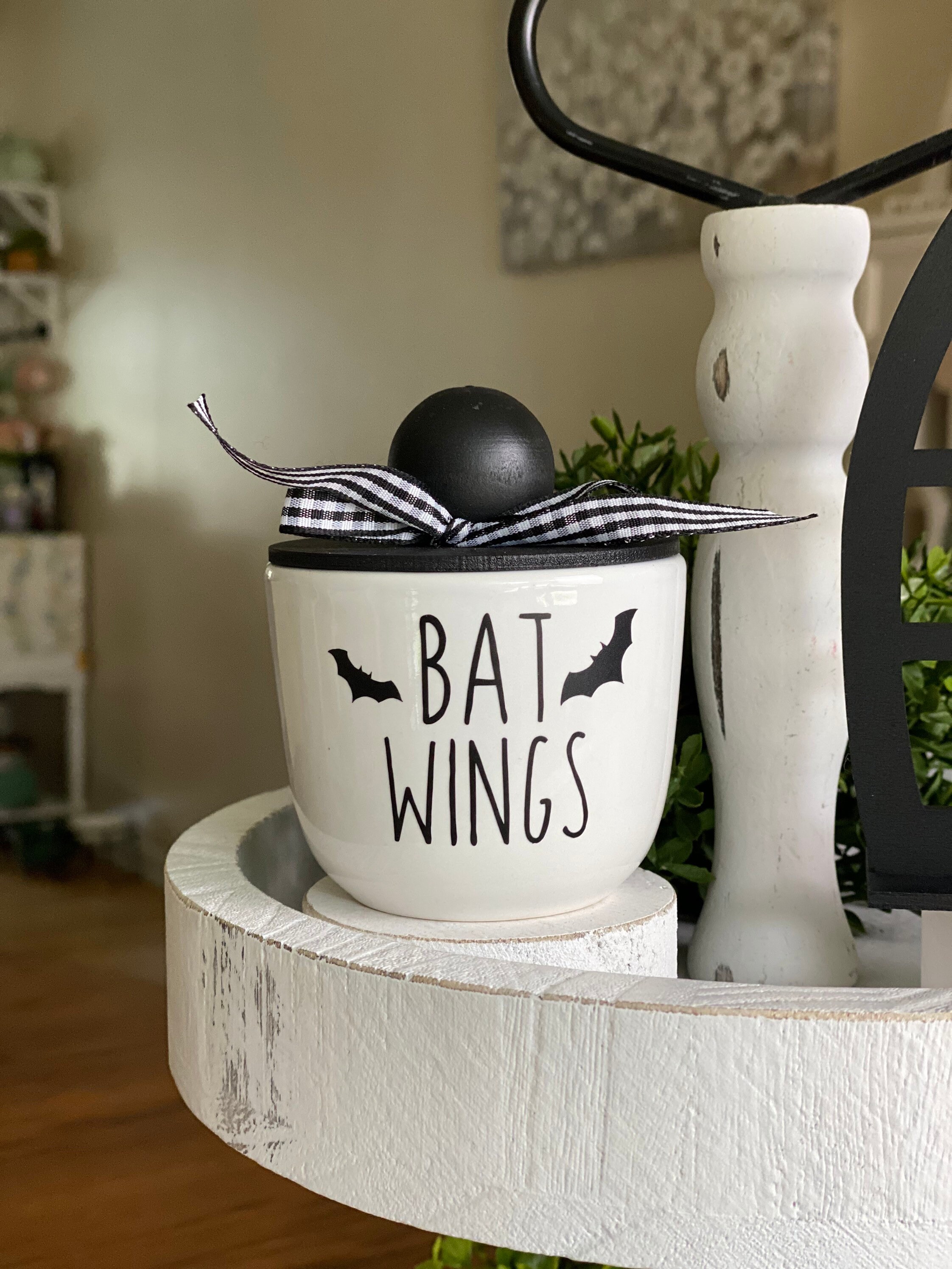 Mini Halloween Canister - Bat Wings - Halloween Tiered Tray Decor | C…