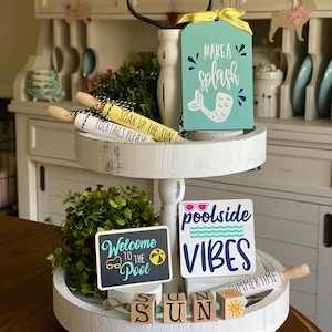 Summer Mini Signs - Tiered Tray Decor | Pool Tier Tray Decor | Summer Tier Tray | Beach Mini signs