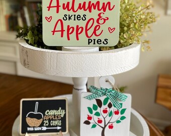 Caramel Apple Tiered Tray Decor | Apple Tier Tray Decor | Fall Tiered Tray