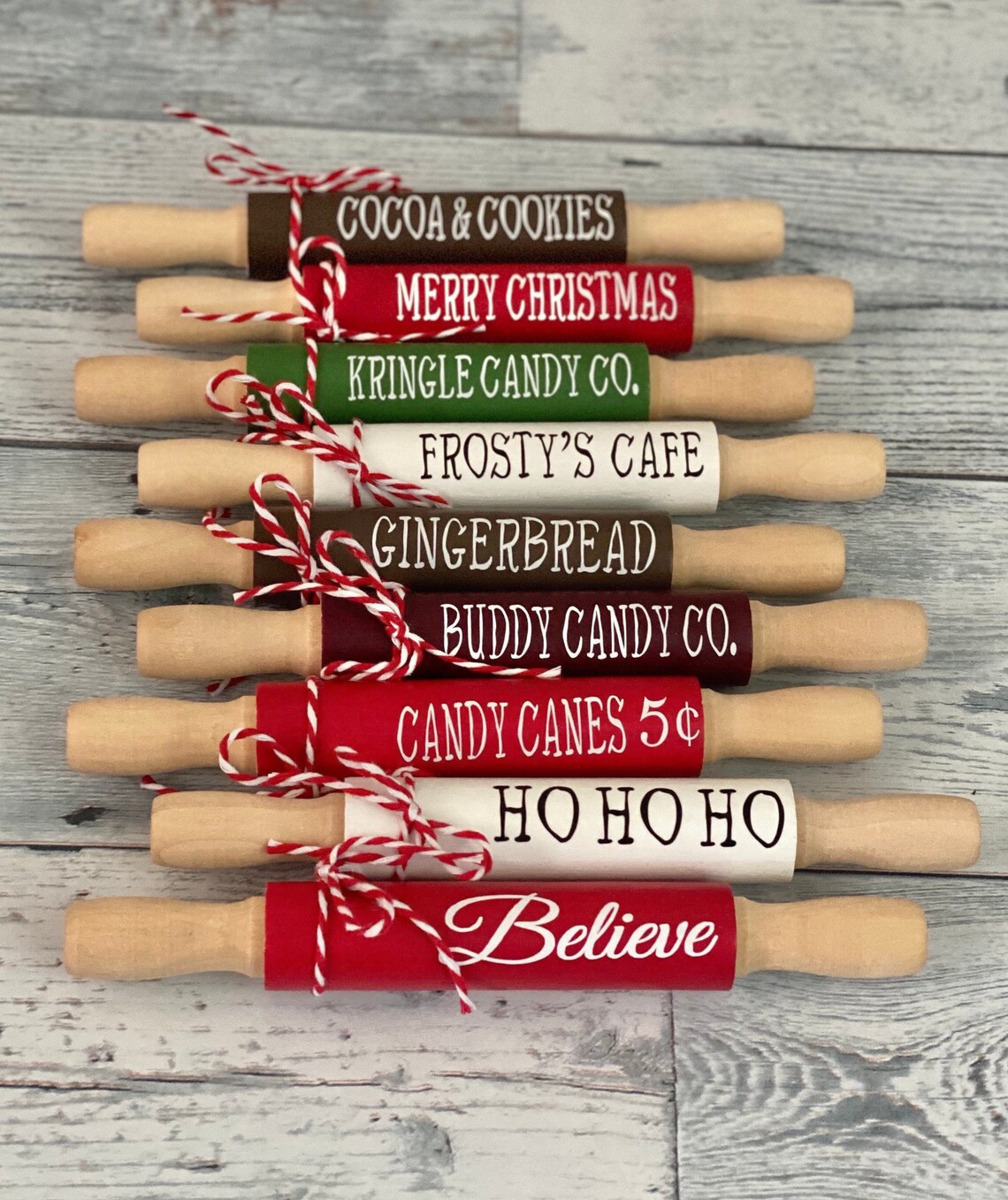 Mini Christmas Rolling pins Christmas Tier Tray Decor Etsy