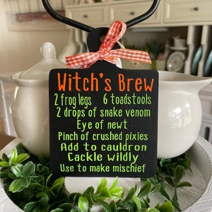 Witch’s Brew Tiered Tray Decor | Halloween Tier Tray Decor | Tiered Tray accessories | Recipe Mini Sign