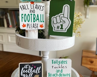 Football Tiered Tray Decor | Football Mini Signs - Tiered Tray Decor | Football Tier Tray Decor | Fall Tier Tray