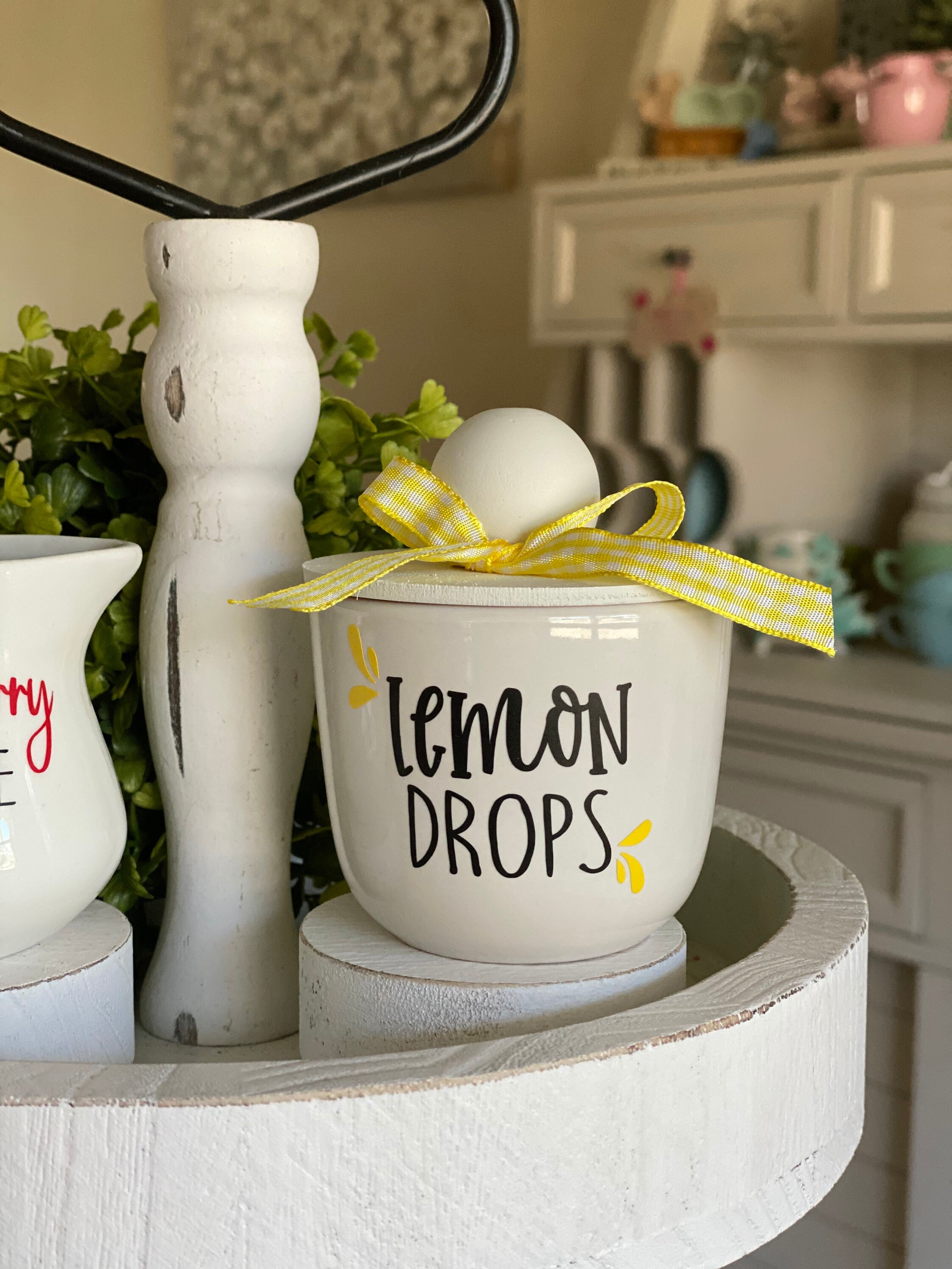Mini Lemon Drops Canister - Lemon Tiered Tray Decor | Summer Tray Dec…