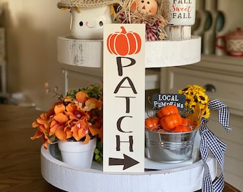 9” Pumpkin Patch Fall sign, Fall Tier Tray Decor | Pumpkin Tiered Tray Decor