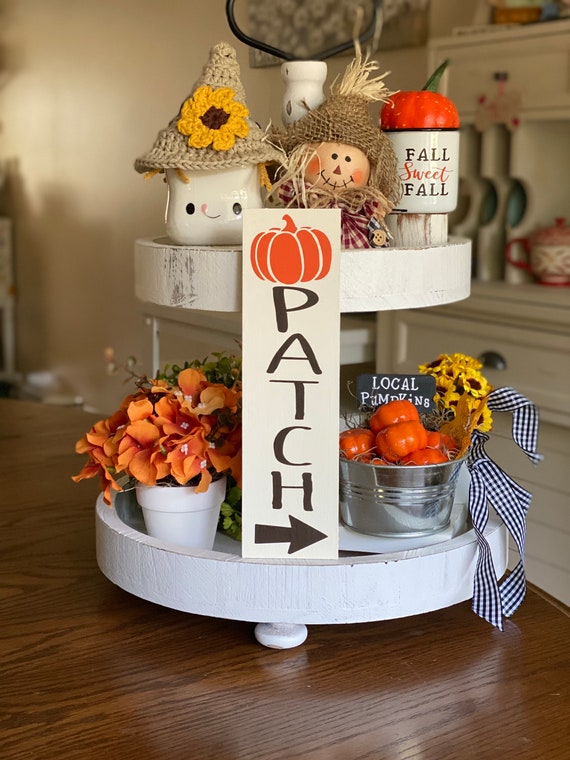 9” Pumpkin Patch Fall sign, Fall Tier Tray Decor | Pumpkin Tiered Tray Decor