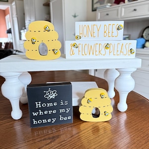 Complete Set of 5 Honey bee decor Tiered Tray Decor | Bee Tier Tray Bundle Decor | Honey Bee Tier Tray Decor |