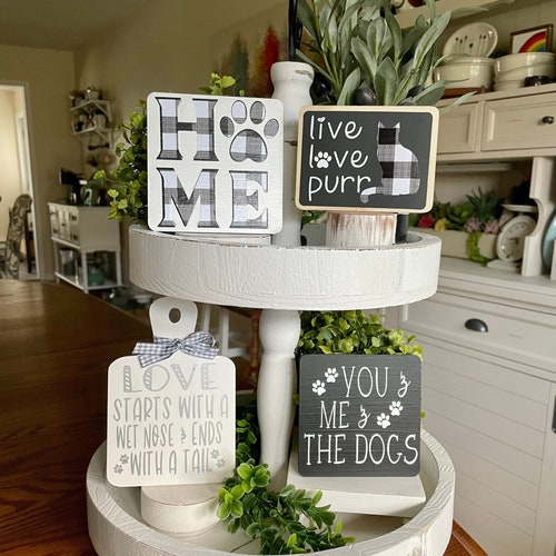 Neutral Dog & Cat Tiered Tray Decor Dog Mom Tiered Tray Etsy