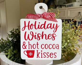 Hot Cocoa Bar Tiered Tray Signs Decor | Winter Tier Tray Decor | Hot Cocoa Bar Tiered Tray ornaments | Tiered Tray Accents