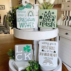 St Paddy’s Day Tiered Tray Decor | St Patrick’s Day Tier Tray Decor | Irish Tiered Tray | mini sign
