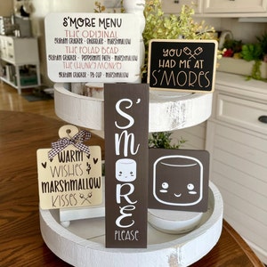 S’mores Tiered Tray Decor | Summer Mini Signs - Tiered Tray Decor | Camping Tier Tray Decor | Summer Tier Tray