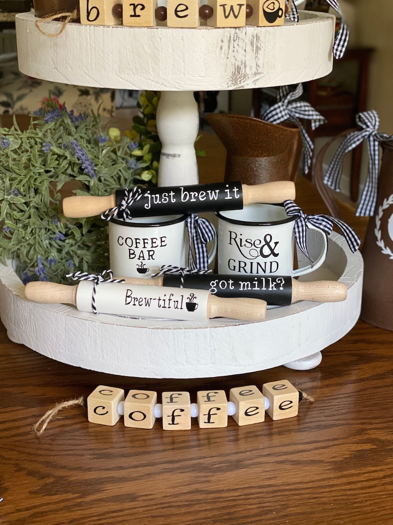 Coffee bar Tier Tray Decor Coffee Nook Tier Tray Decor Etsy