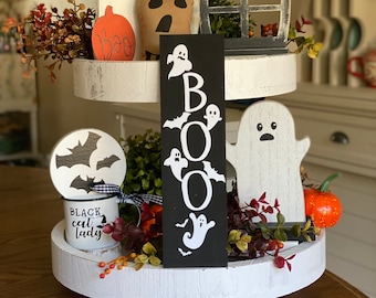 9” Boo sign, Halloween Tier Tray Decor | Ghost Tiered Tray Decor | Halloween tiered tray