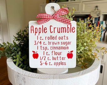 Apple Tiered Tray Decor | Apple Tier Tray Decor | Fall Tiered Tray | Apple Crumble recipe mini sign