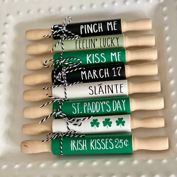 Mini St Paddy's Day Rolling pins | St Patrick's Day Day Tier Tray Decor | St Paddy's Day Tiered Tray Decor | Mini Rolling Pins Tiered Tray