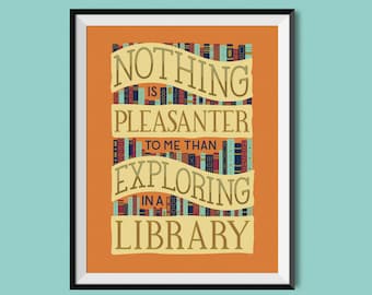 Exploring in a Library | Art Print