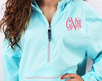 Monogrammed Charles River Rain Jacket - Charles River Pack N Go Rain Coat - Monogram Rain Jacket - Monogrammed Rain Pull Over, Pullover