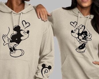 Personalized 3D Puff Disney Couple Hoodie | Matching Minnie Mickey Mouse Hoodies