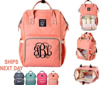 Multi Functional Diaper Bag Backpack, Mummy Monogrammed Baby Diaper Bag Backpack, Baby Shower Gift