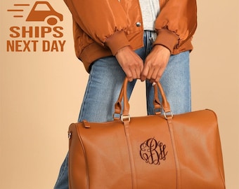 Monogrammed Faux Leather Weekender Bag: Personalized Duffel