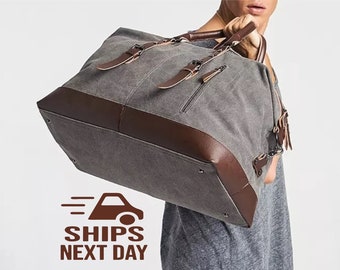 Personalized Large Duffel Bag | Groomsmen Bag Gift | Monogram Weekender Bag | Men’s Leather Duffle Bag | Men&#39;s Weekender | Gifts for Him