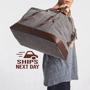 Personalized Large Duffel Bag | Groomsmen Bag Gift | Monogram Weekender Bag | Men’s Leather Duffle Bag | Men&#39;s Weekender | Gifts for Him