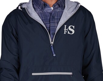 Monogrammed Anorak Rain Jacket: Charles River Pack-N-Go Pullover, Personalized Men’s Pullover
