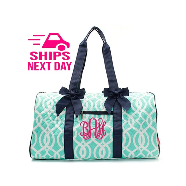 Personalized Quilted Duffel Bag | Monogram Geometric Pattern Duffel Bag | Custom Quilted Overnight Bag | Monogrammed Weekender Bag