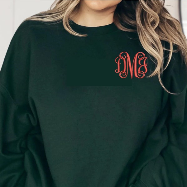 Sudadera Monogram / Suéter Monogramado / Sudadera Personalizada Cuello Redondo Bordado / Sudadera Embrujada Unisex / Regalos menores de 20 años