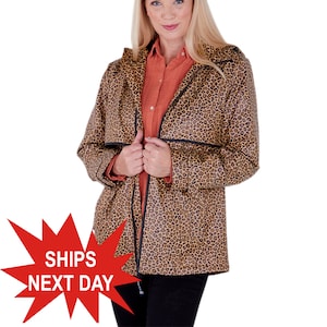 Charles River Leopard Monogrammed Rain Coat, New Englander Personalized Rain Jacket, Charles River Monogrammed Leopard Full Zip Rain Jacket