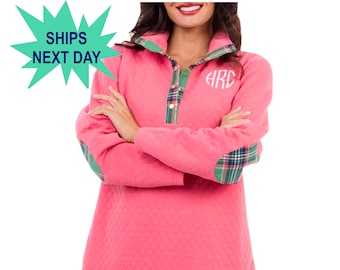 quilted pullover sweatshirt