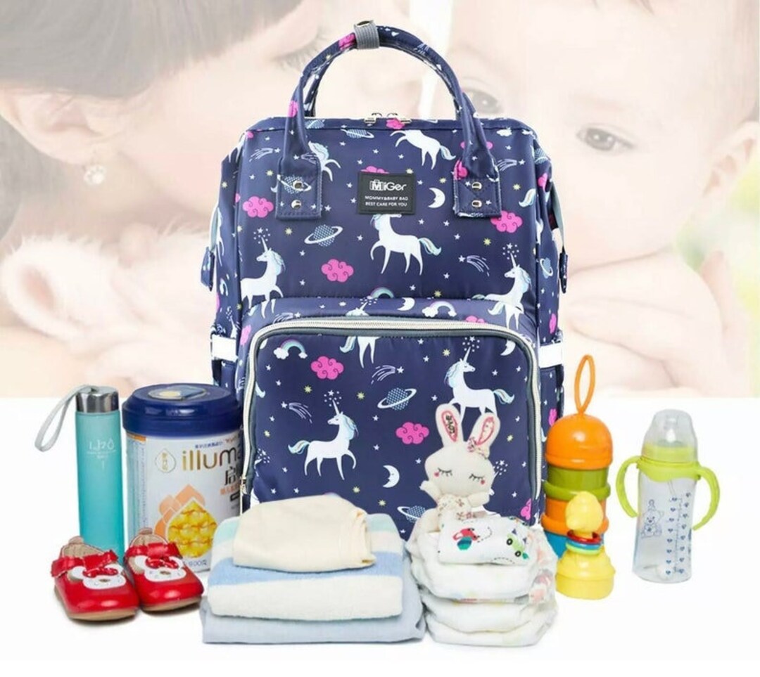 Personalized Unicorn Diaper Bag Backpack: Embroidered Monogram