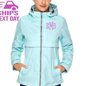 Monogrammed Rain Coat | Personalized Rain Jacket | Monogram Full Zip Rain Jacket | Women Rain Jacket