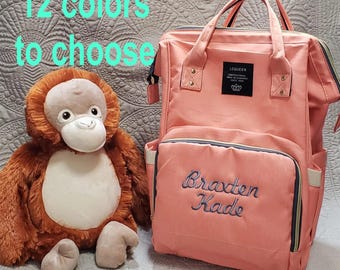 Mochila con monograma para pañales, impermeable, regalo personalizado para baby shower.