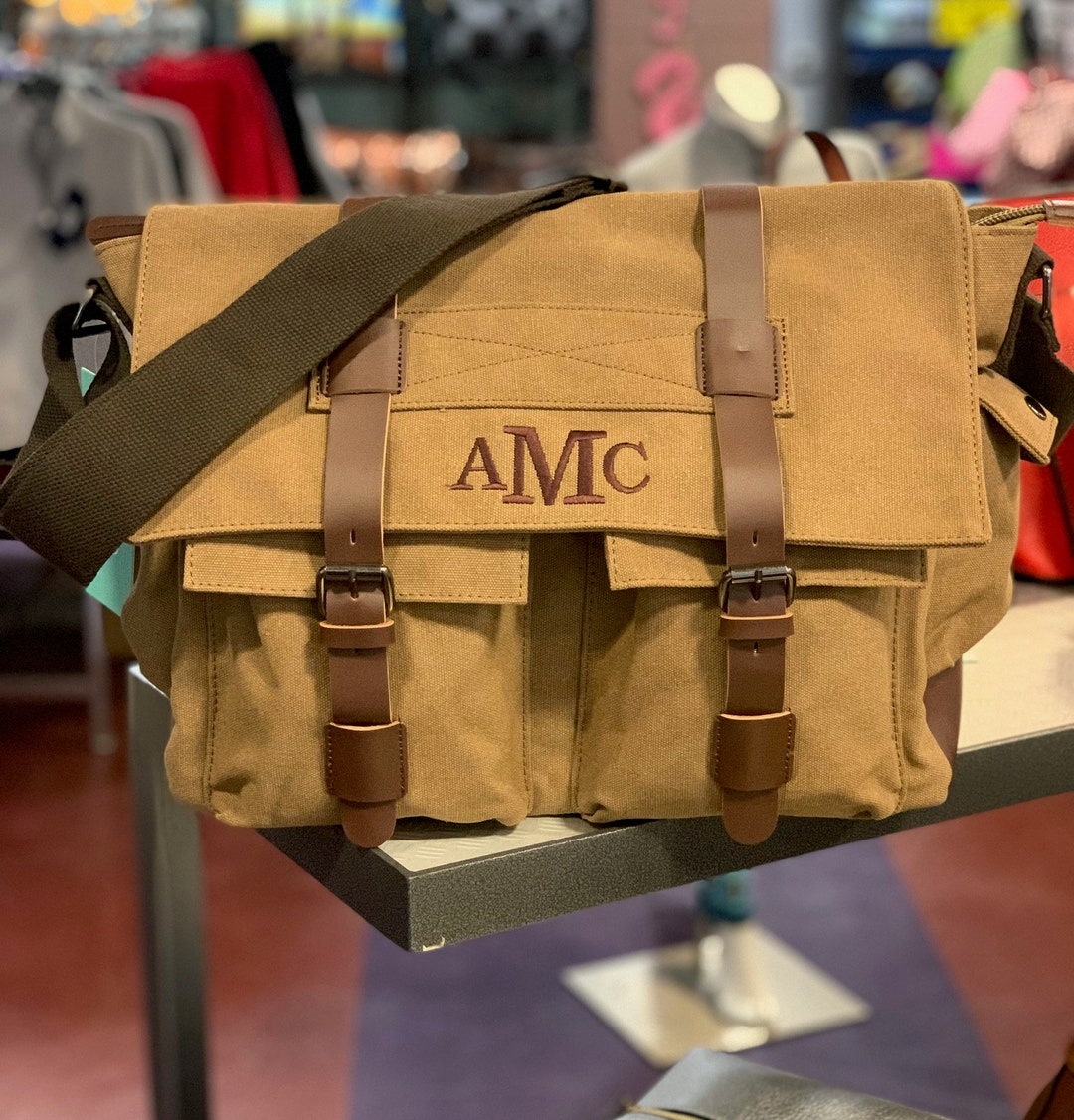 Personalized Messenger Bag Groomsmen Bag Gift Monogram Laptop Bag Mens