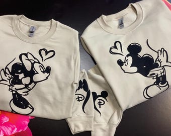 Custom Couple Sweatshirt: Minnie Mickey Mouse Initial Valentine's Gift
