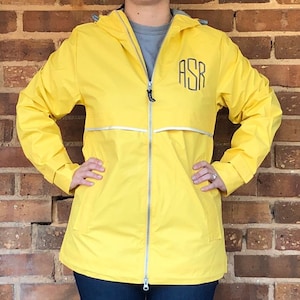 Yellow Charles River Monogram Rain Coat | New Englander Personalized Rain Jacket | Buttercup Monogrammed Rain Jacket