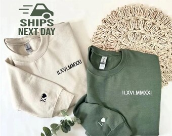 Custom Embroidered Roman Numeral Sweatshirt: Personalized with Initials and  Date Gift