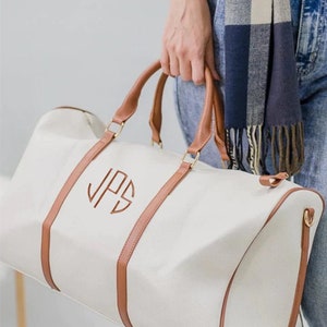 cream duffle bag with personalized monogramming3 initilas
