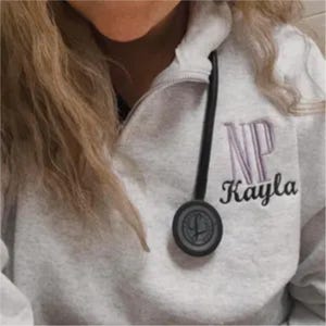 Personalized RN Quarter Zip Sweatshirt | Embroidered Nurse Name | Registered Nurse Gift | Custom Medical Apparel | Nurse Graduation Gift