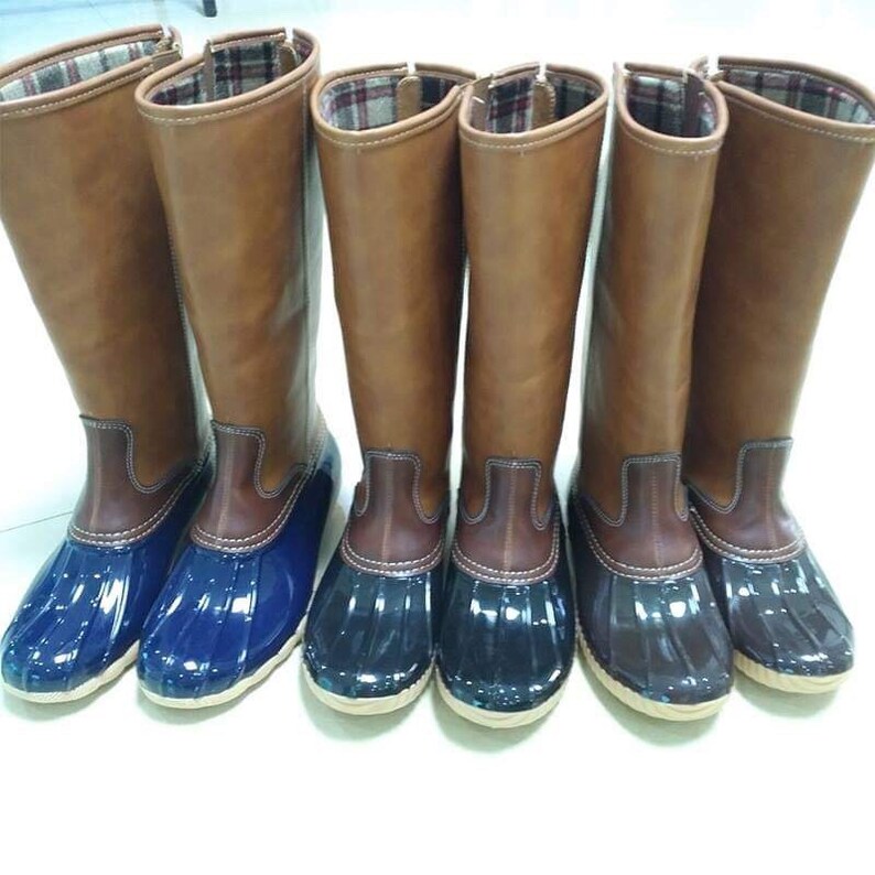 Monogram Duck Boots Tall Duck Boots Personalized Brown Duck Etsy